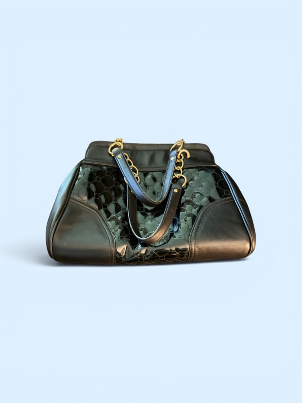 Ann Taylor Black Patent & Leather Shoulder Bag